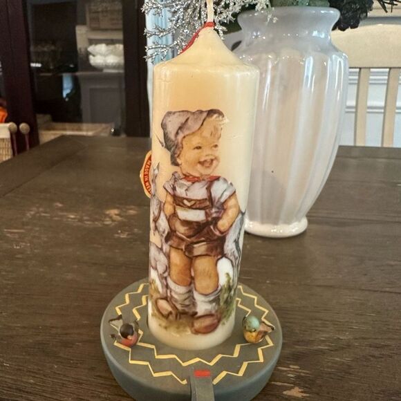 M.J Hummel Hand Dipped Candle‎ Boy & Goat with ANRI Italy Candle Holder Vintage - Picture 2 of 12